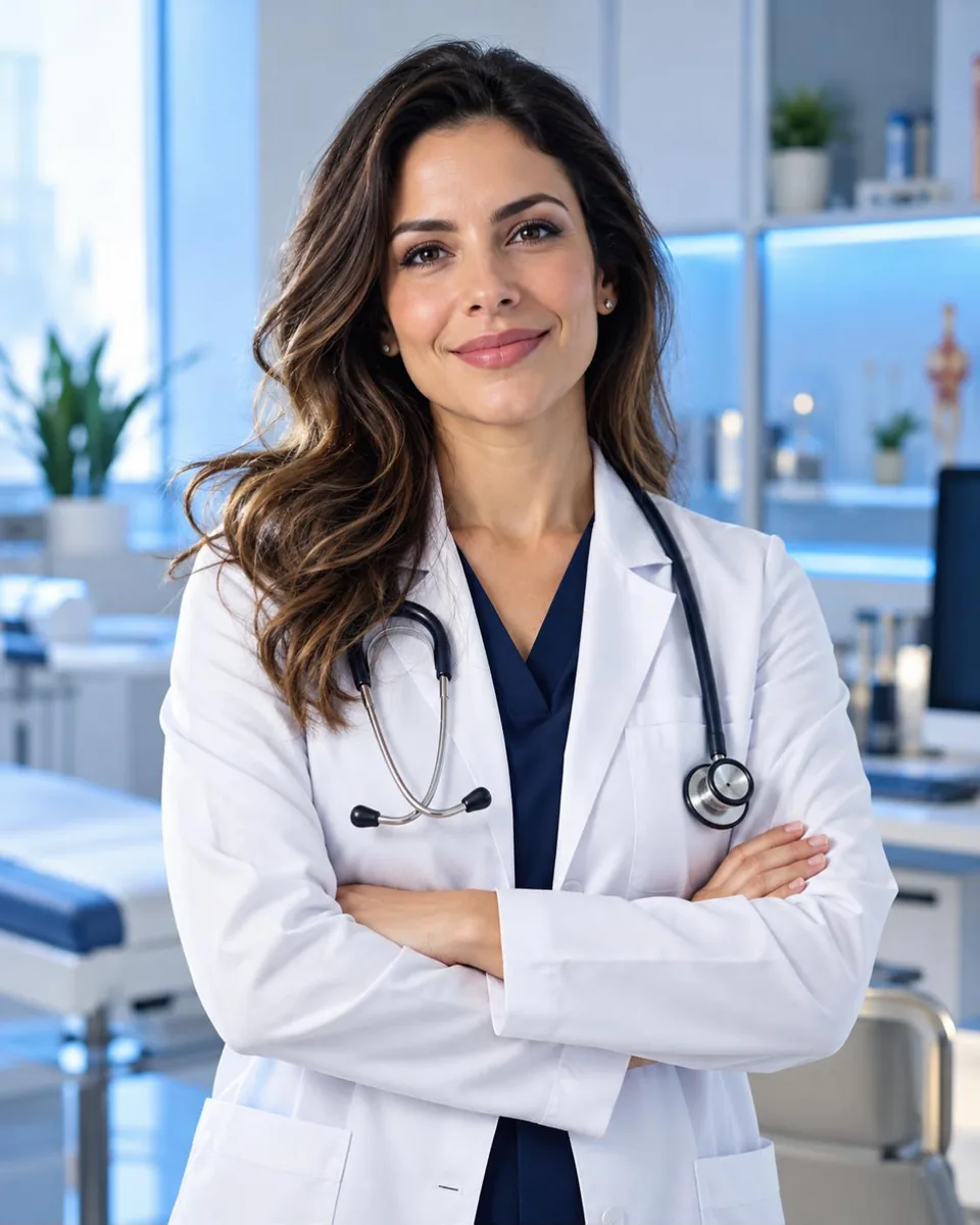 Médica no consultório